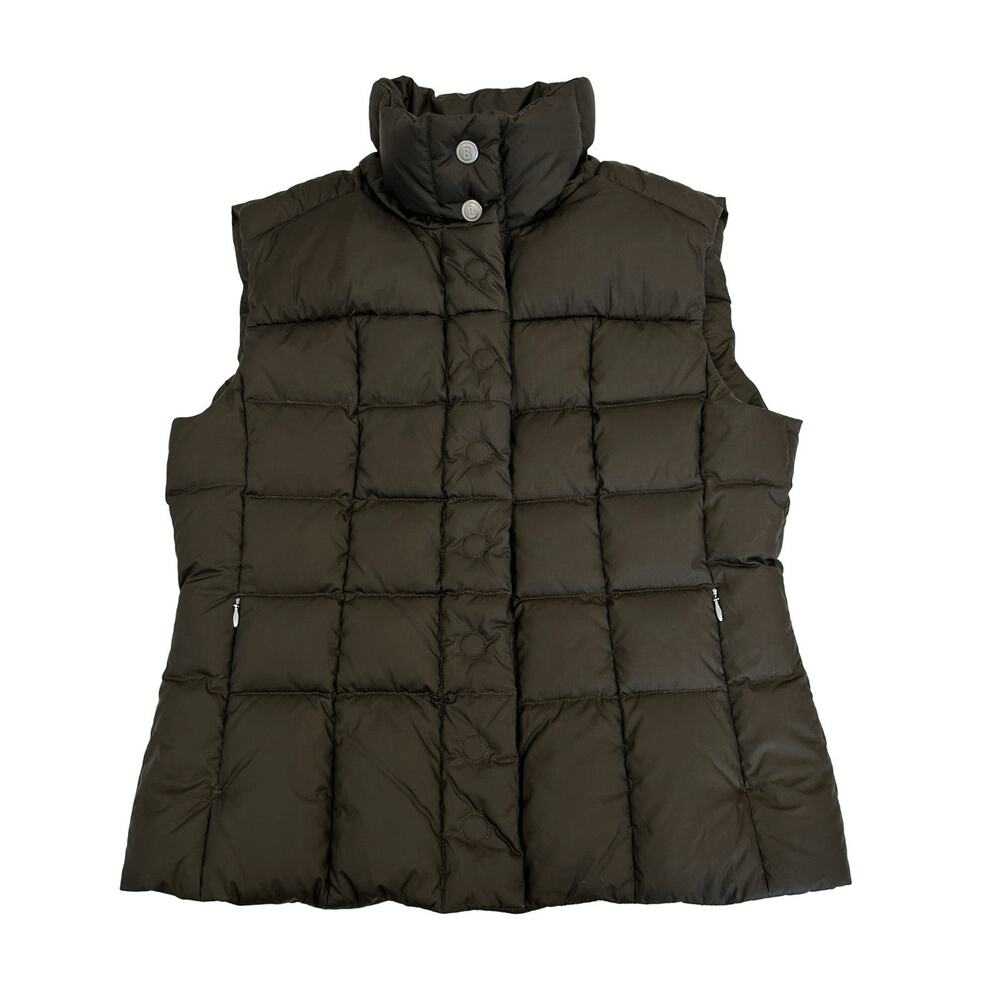 Bogner Fire + Ice Womens Down Puffer Vest Size 10 Chocolate Brown Snap Closure